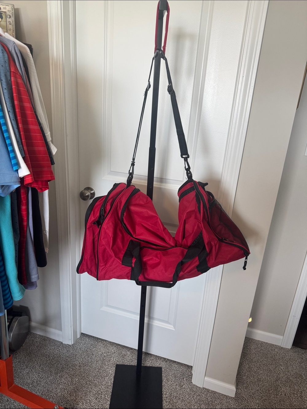 Red Men's Duffel Bag - Lightweight Travel & Gym Bag